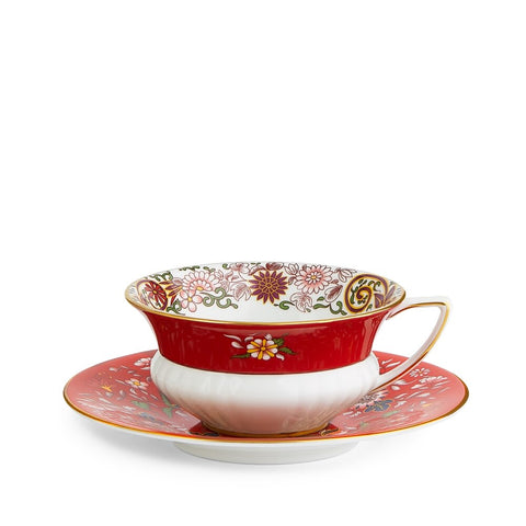 Wonderlust Crimson Orient Teacup & Saucer Set
