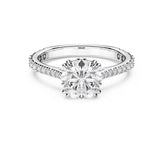 Stilla cocktail ring Round cut, Pavé, White, Silver-tone finish