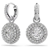 Sublima drop earrings Round cut, White, Rhodium plated