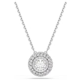 Sublima pendant Round cut, White, Rhodium plated