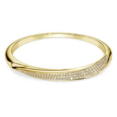 Classica bangle Round cut, White, Sterling silver, 18K gold finish