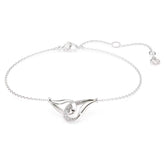Classica bracelet Round cut, Interlocking, White, Sterling silver