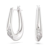 Classica hoop earrings Round cut, Small, White, Sterling silver