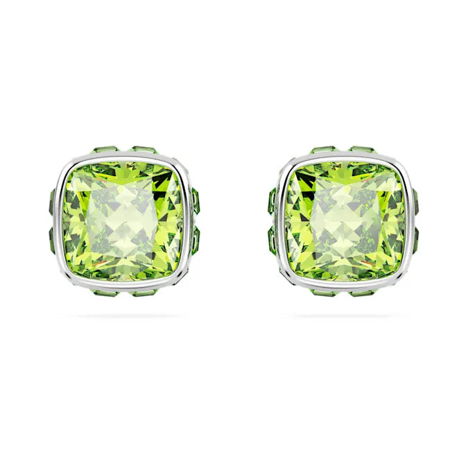 Birthstone Stud Pierced Earrings August Light Green Stone