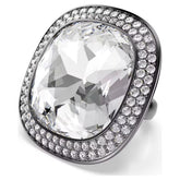 Una Angelic cocktail ring Cushion cut, White, Ruthenium plated