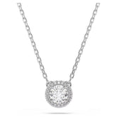Una Angelic pendant Round cut, Pavé, White, Rhodium plated