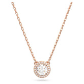Una Angelic pendant Round cut, Pavé, White, Rose gold-tone plated