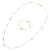 Una Angelic strandage Crystal pearl, Round cut, White, Gold-tone plated