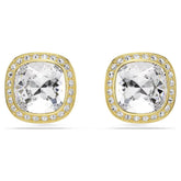 Una Angelic stud earrings Cushion cut, White, 18K gold plated