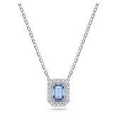 Una necklace Octagon cut, Blue, Rhodium plated