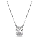 Una pendant Octagon cut, White, Rhodium plated