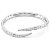 Vienna bangle Round cut, Swan, White, Rhodium plated