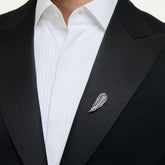 Vienna brooch Mixed cuts, Feather, White, Rhodium plated