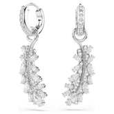 Vienna earrings Mixed cuts, Feather, White, Rhodium plated