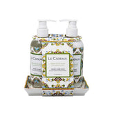 Fresh Fig & Olive Fragranced Hand Wash and Hand Cream on a Matching Melamine Soap Dish Gift Set