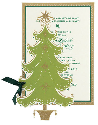 Christmas Tree Die-Cut Personalized Invitations (Set of 50)