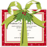 Holly Bow Die-Cut Wrap Personalized Invitations (Set of 50)
