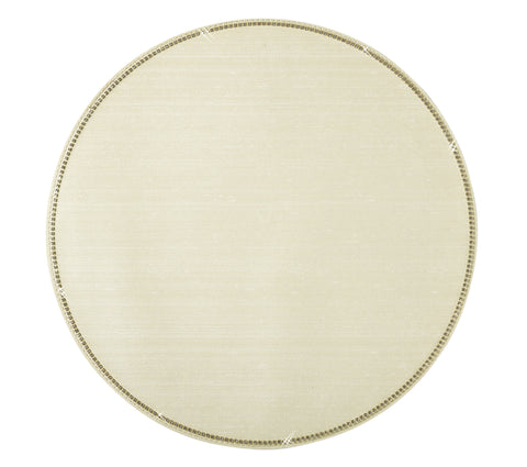 Silk Ivory Round Placemat W/ Crystals