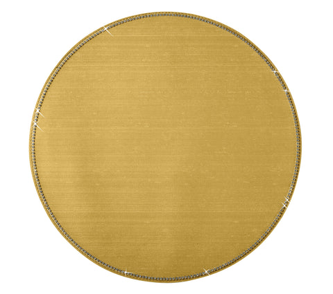 Silk Gold Round Placemat W/ Crystals
