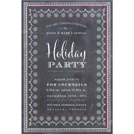 Holiday Party Chalkboard Personalized Invitations (Set of 50)