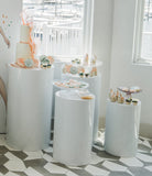 Simply Chic White Cylinder Pedestal Set Rental