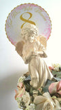 Guardian Angel Statuary Centerpiece in Glittered Floral Wreath w/ Planter Rental