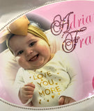 Keepsake Swarovski Plaque - Custom Baby Photo Off-Centered Left w/ Personalization & Crystalized Initials