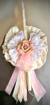 Enchanted Silk & Glitter Rose Christening Candle