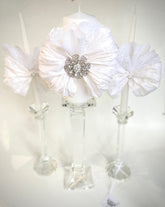 Silk and Lace Unity Candle Set - Tapers and Pillar with Stands