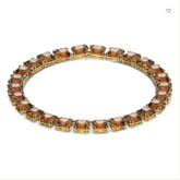 Millenia Necklace, Square Cut Crystals, Yellow, Gold-tone Plated