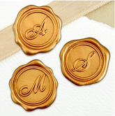 Adhesive Initial Wax Seal Stickers 25PK - 1 1/4" Gold
