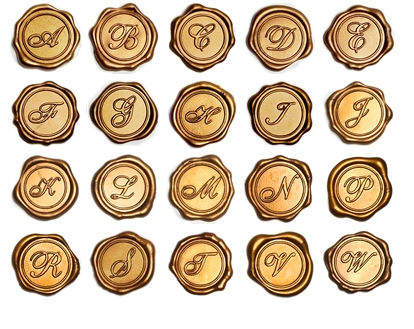 Adhesive Initial Wax Seal Stickers 25PK - 1 1/4 Gold