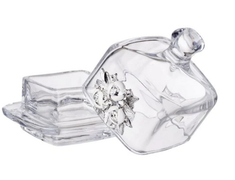 Italian Crystal Trinket Box W. Swarovski Crystal Brooch