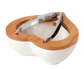 Debora Carlucci Heart Shaped Nutcracker and Bowl Set White Porcelain and Bamboo trim