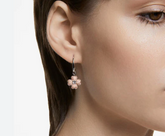 Latisha hoop earrings, Flower, Pink, Rhodium plated LAST IN STOCK