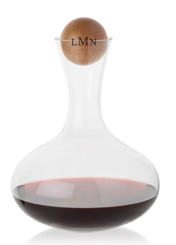 Perfectly Personalized Large Wine Decanter with Rubber Wood Stopper 67 oz.