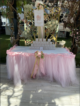 Pink Tulle Rectangle Tablecloth Rental