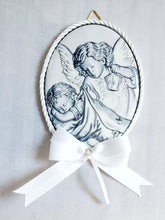 Keepsake Porcelain Plaque - Guardian Angel and Baby Silver Capezzale
