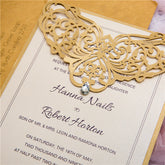 Elegant Pearl Laser Cut Wedding Invitation Cards