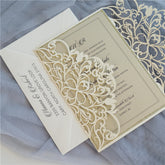Exquisite Lace Wine Laser Cut Wedding Invitation