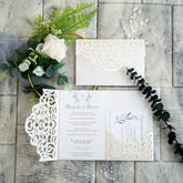 Elegant Ivory Tri-fold Laser Cut