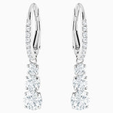 Swarovski Attract Trilogy Round Pierced Earrings; White; Rhodium Plated Dalmazio Design