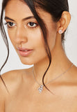 Creativity White Crystal Necklace & Earring Set&#44; Rhodium Plated - LAST IN STOCK