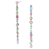 Swarovski Gema Drop Earrings - Extra Long - Multicolored - Rhodium Plated - Dalmazio Design