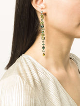 Gema Drop Earrings, Long, Green, Gold-tone Plated