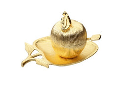 Gold Apple Shaped Dish with Removable Honey Jar