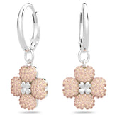 Latisha hoop earrings, Flower, Pink, Rhodium plated - LAST IN STOCK
