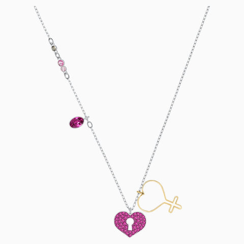 Swarovski Mine Heart Necklace; Multi-Colored; Mixed Metal Finish Dalmazio Design
