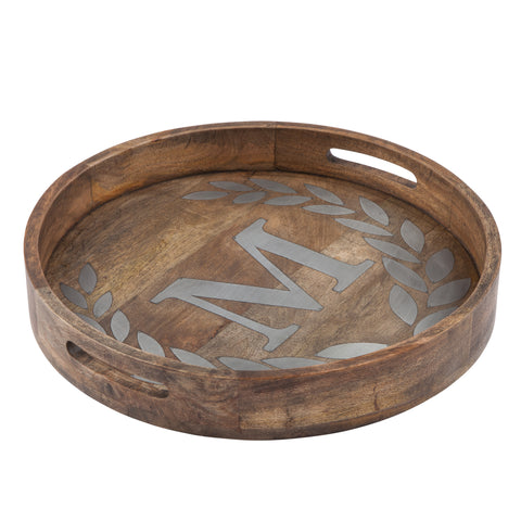 GG Collection Wood/Metal 20" Round Tray "M" - 20% OFF