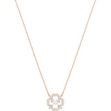 Swarovski Feel beautiful and elegant in this necklace&#44; inspired by the idea of a ‘dancing crystal’. The design features a sparkling stone that floats inside a cage. Plated in rose gold&#44; classic pavé shines in a floral motif to lend playful glamour for daytime style. A lovely gift for Mother’s Day.<br><br><i>Dimensions:</i><br>Length: 14 7/8 inches Dalmazio Design